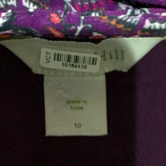 Garnet Hill Purple Paisley 3/4 Sleeve Drop Waist Dress Size 10 - Picture 6 of 6